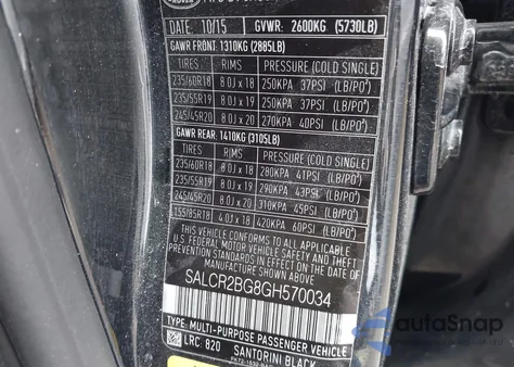 2016 Land Rover Discovery Sport Hse из США, поврежденный, VIN SALCR2BG8GH570034